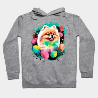 Pomeranian Easter Eggs Cute Dog Spring Painting Dog Lover Art Hoodie